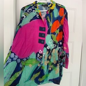 Claire Desjardins 3/4 Sleeve Button blouse w/ frill collar “A llittle Sparkle”